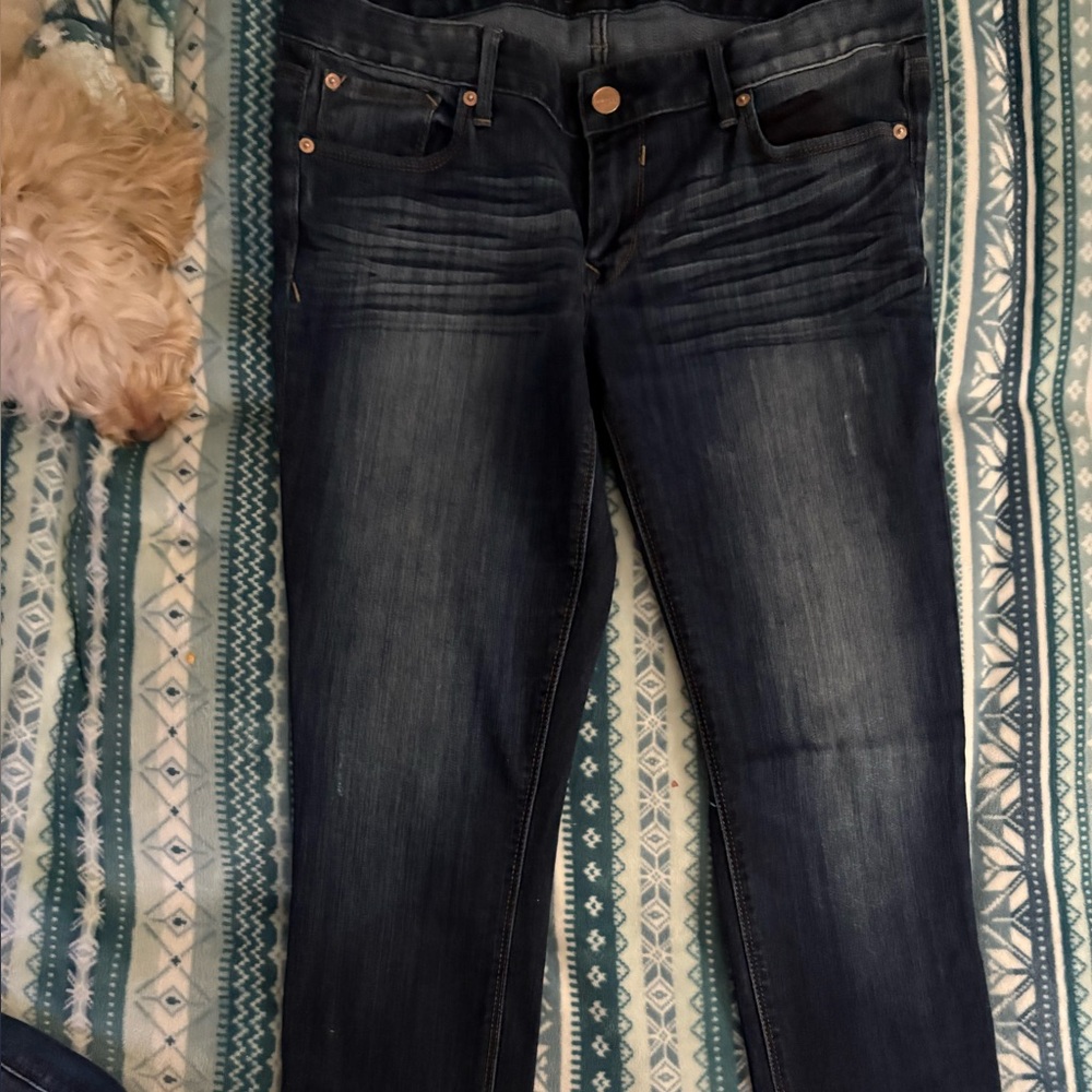 Express Blue Skinny Jeans with Stretch @ Distressing with zippers on the bottom - Picture 1 of 4